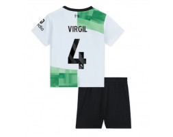 Liverpool Virgil van Dijk #4 Bortedraktsett Barn 2023-24 Kortermet (+ Korte bukser)